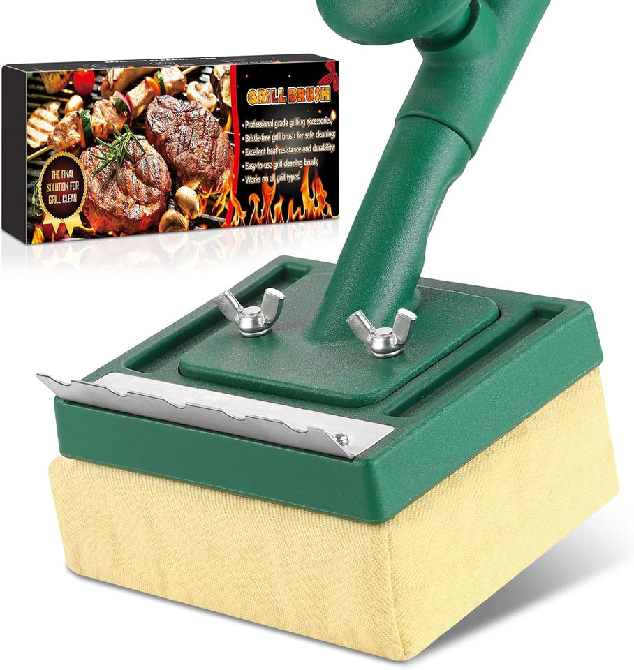 Grill Brush Bristle Free with Scraper.22 Extra Long Steam Grill Brush for Outdoor Grill.Replaceable Cleaning Head.Safe Grill Cleaner for Cast Iron/Stainless-Steel Grates.Ideal BBQ Gifts for Men Dad