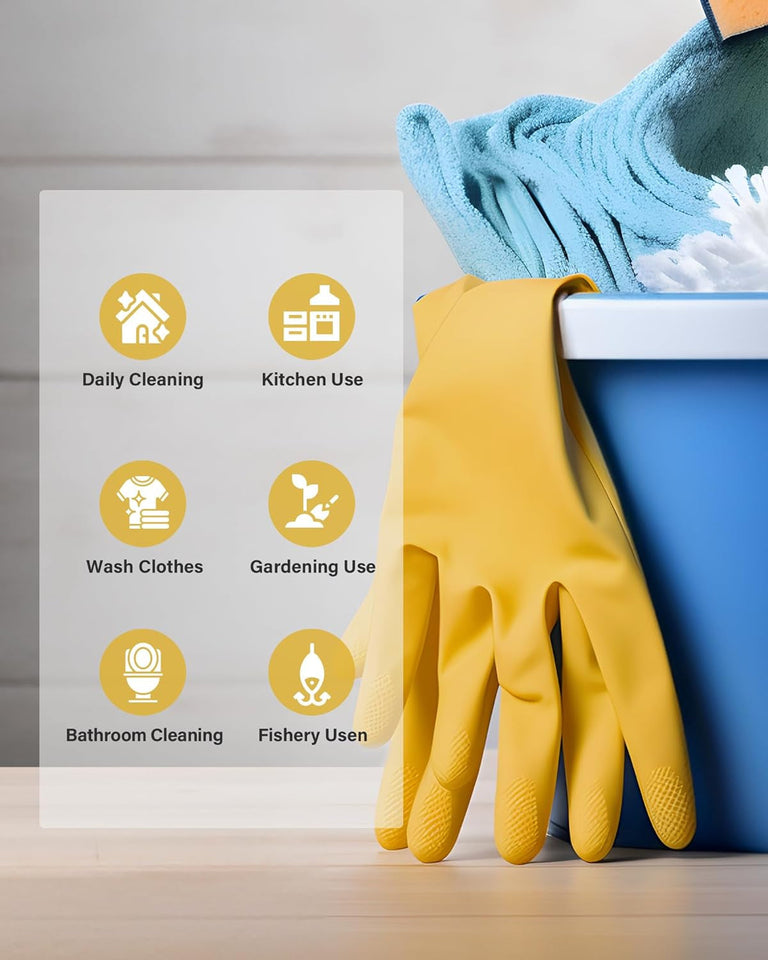 Rubber Cleaning Gloves 3 or 6 Pairs and Rubber Dishwashing Gloves for Kitchen Reuseable.