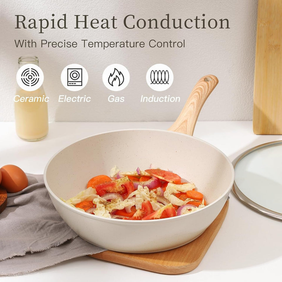 16PCS Pots and Pans Set Non Stick Cookware Set Nonstick with Cooking Set (White. 16Pieces)