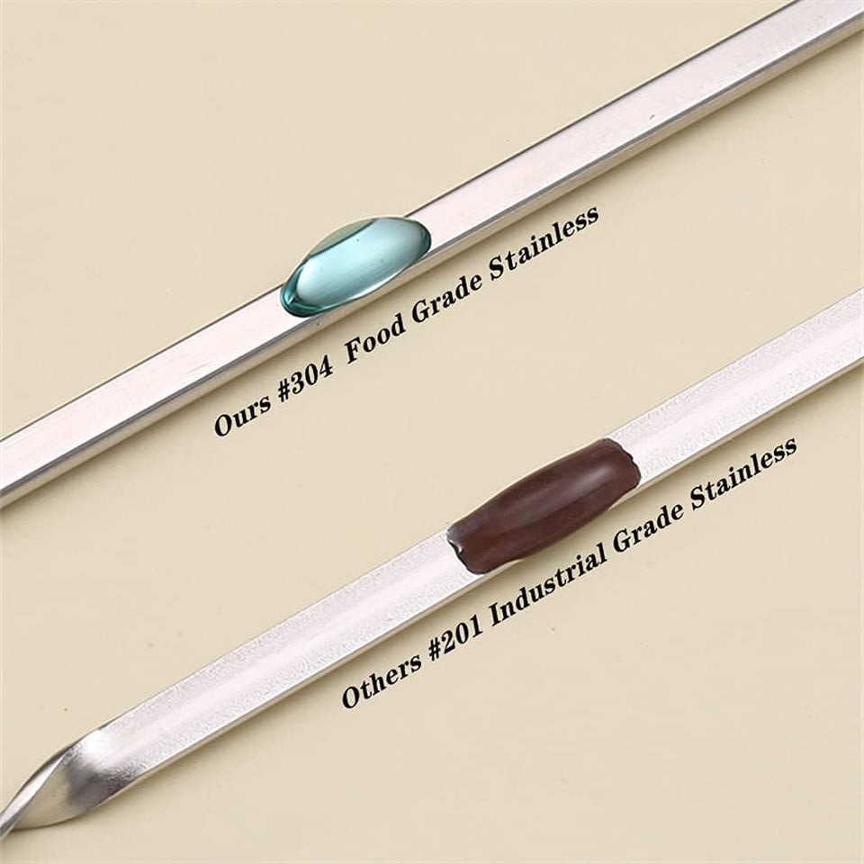 12PCS Kabob Skewers Flat Metal Stainless Steel BBQ Barbecue Skewer 16 Anti-Roll Heavy Duty Shish Kebob Sticks Wide Reusable Grilling Skewers Set for Meat Shrimp Chicken Vegetable Kebab Fork Sausage…