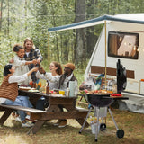 22 Inch Charcoal Grill with 2 Foldable Side Tables.Charcoal Kettle Grills with Wheels.Outdoor Bbq Grill.Portable Charcoal Grill for Camping.Party.Backyard (Black)