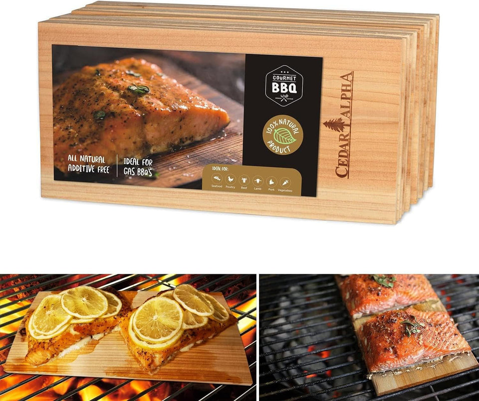 12 Pack Premium Cedar Planks for Grilling Salmon. Meat Fish and Veggies. Adding Extra Smoke and Flavor. Soaking Fast. Easy to Use Cedar Grilling Planks (11X5.5. Natural Cedar Wood)