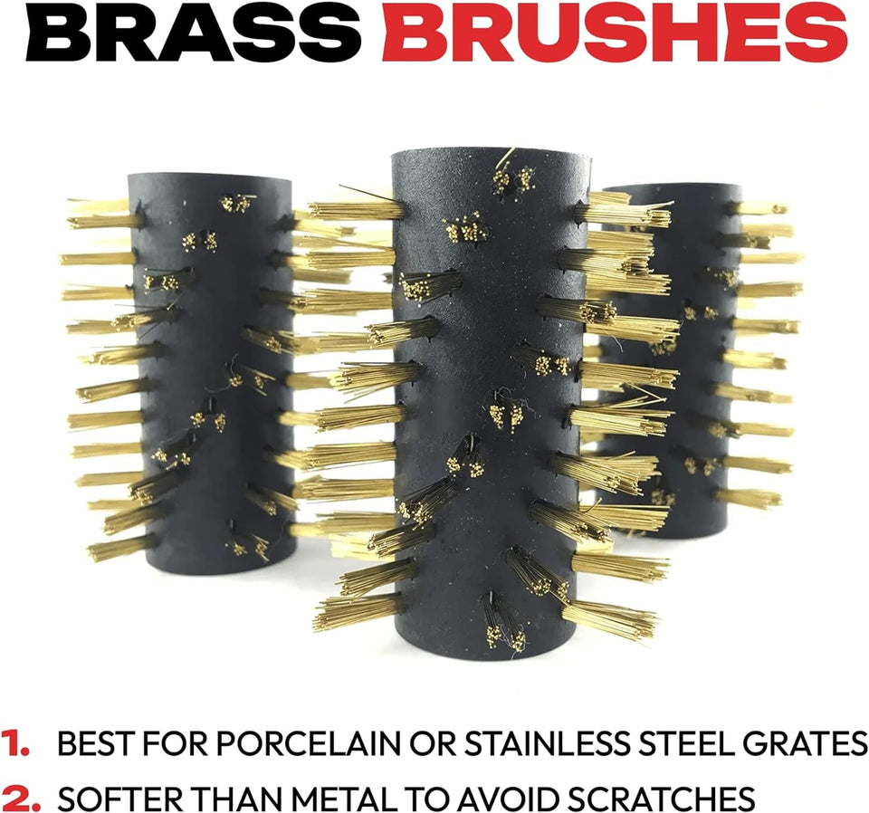 Automatic BBQ Grill Cleaning Robot Replacement Brush - Grill Cleaner Parts. Grilling Accessories. Wire Brush Tool. Metal Brush - Set of 3 Each Stainless Steel. Nylon and Brass Variety Pack