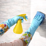 3 Pairs Rubber Cleaning Gloves. Household Kitchen Dishwashing Gloves with Cotton Flocked Liner. Long Cuff 16. Reusable. Non-Slip (Medium. Blue+Pink+White)
