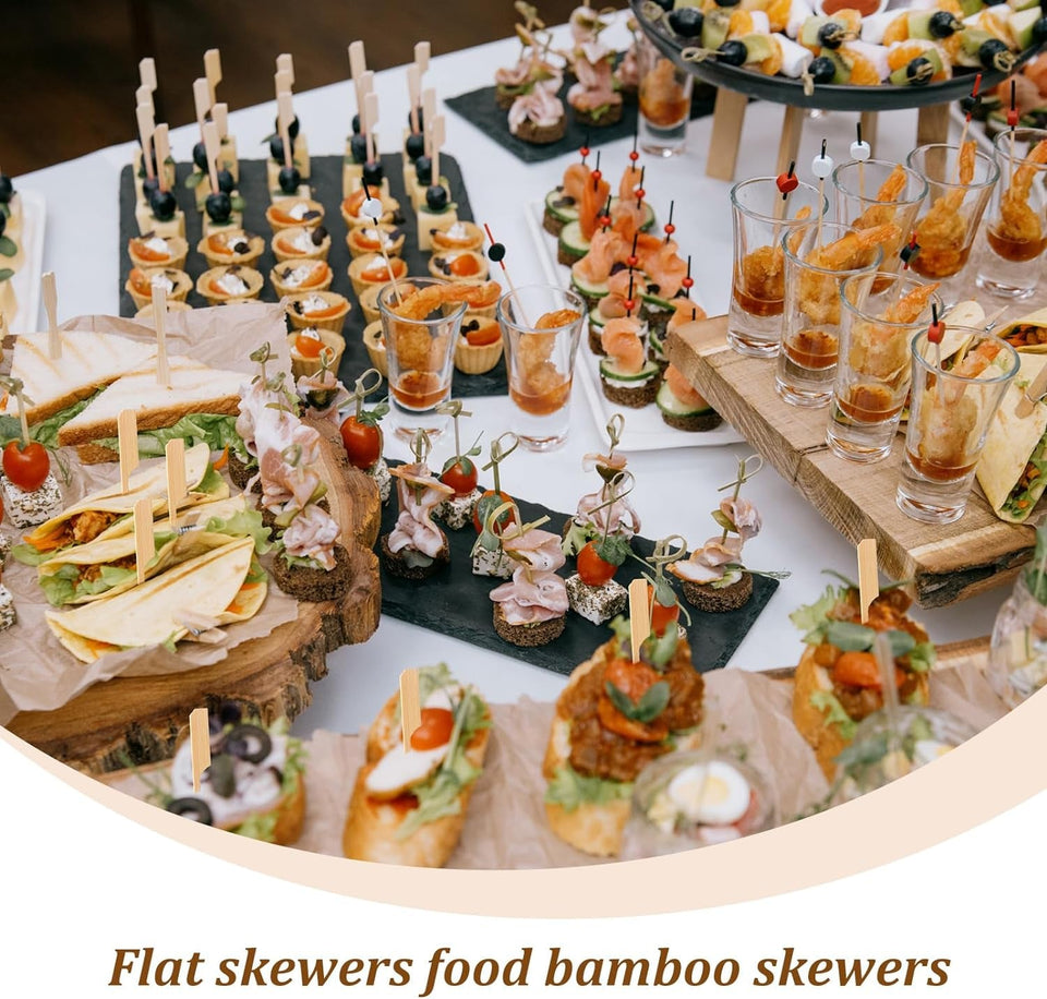 3000 Pcs Bamboo Skewers for Appetizers Toothpicks Wide Wooden Skewers Paddle for Kabobs Cocktail Picks Fruit Kababs Bbq Barbecue Sausage Grilling(6 Inches)
