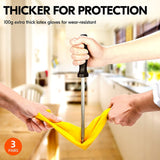 3-Pairs Reusable Household Gloves. Rubber Dishwashing Gloves. Extra Thickness. Long Sleeves. Kitchen Cleaning. Working. Painting. Gardening. Pet Care (Size L. Yellow. HH4601)