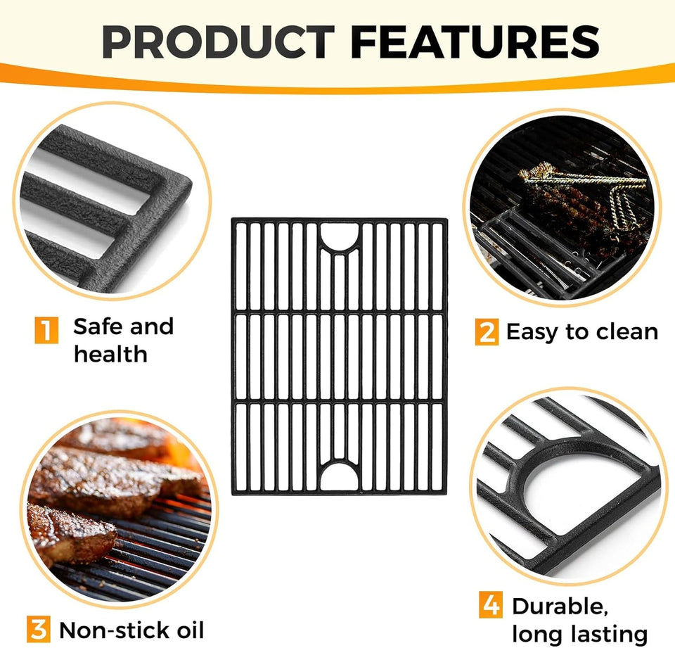 17 Inch Cast Iron Grill Grates for Nexgrill 4 Burner 720-0830H 720-0783E 720-0830X 720-0888S and 5 Burner 720-0888N 720-0888 720-0697 Replacement Cooking Grate Parts