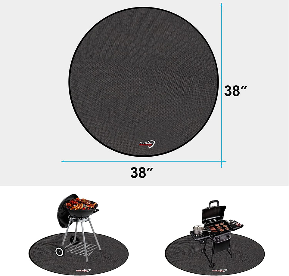 38 round under Grill Mat. 4 Layers Fire Pit Mat Protect Mat.Fireproof Mat Fire Pit Pad for Deck Patio Grass Outdoor Wood Burning Fire Pit and BBQ Smoker.Portable Reusable and Waterproof.Black