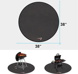 38 round under Grill Mat. 4 Layers Fire Pit Mat Protect Mat.Fireproof Mat Fire Pit Pad for Deck Patio Grass Outdoor Wood Burning Fire Pit and BBQ Smoker.Portable Reusable and Waterproof.Black