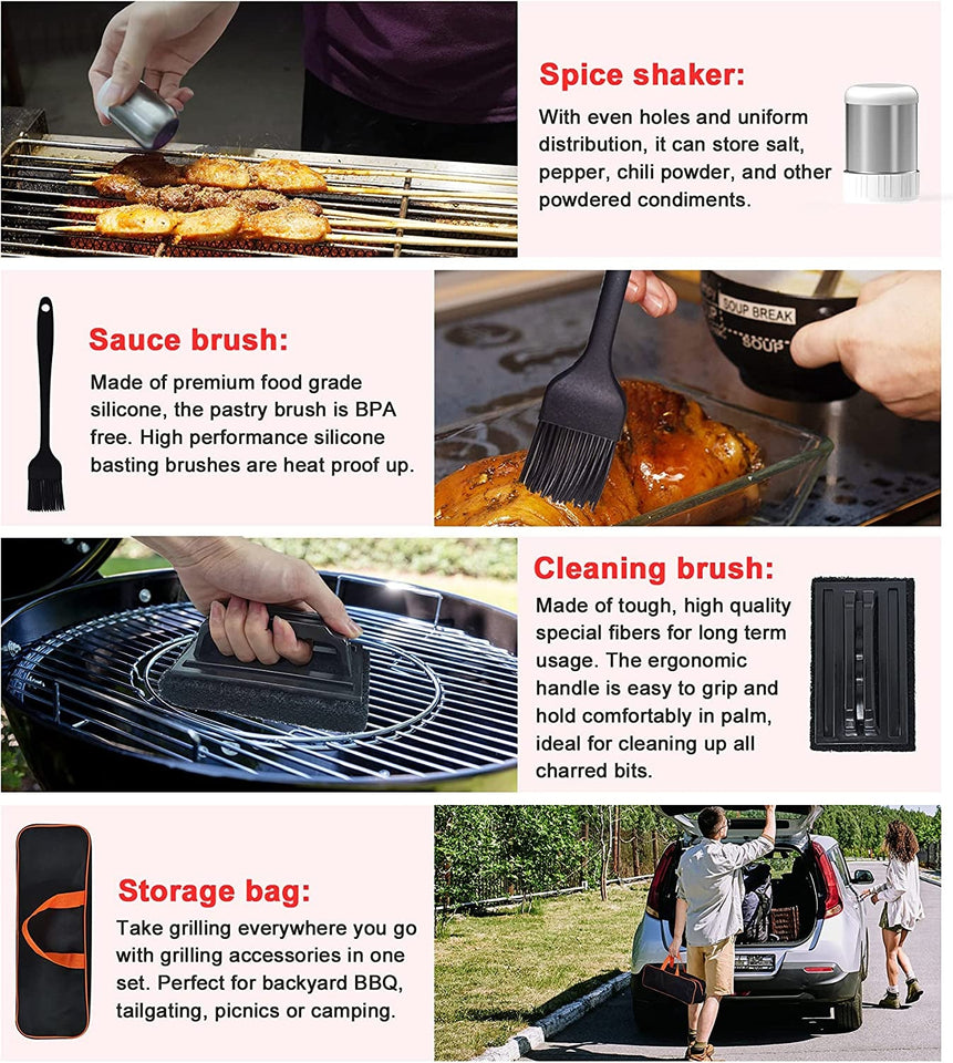 138PCS Griddle Accessories Kit.Grill Accessories for Blackstone Flat Top Set and Camp Chef.Grill Spatula.Scraper.Griddle Cleaning Kit Carry Bag for Hibachi Grill. Men Outdoor BBQ with Meat Injector