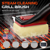 Grill Brush Bristle-Free Steam Cleaning. BBQ Brush Replaceable Heat-Resistant Kevlar Head with Grill Scraper Safe Barbecue Grill Cleaner