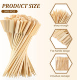 3000 Pcs Bamboo Skewers for Appetizers Toothpicks Wide Wooden Skewers Paddle for Kabobs Cocktail Picks Fruit Kababs Bbq Barbecue Sausage Grilling(6 Inches)