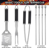 20PCS BBQ Grill Tools Set - Extra Thick Stainless Steel Fork. Spatula. Tongs& Cleaning Brush - Complete Barbecue Grilling Utensils Set in Aluminum Storage Case - Perfect Grill Gifts for Men