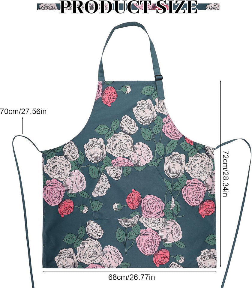 3 Pack Floral Aprons for Women with 2 Pockets. Women Aprons Waterproof Adjustable Cooking Aprons for Kitchen. Gardening. Baking. Salon Apron Gift for Mom Wife Sister Grandma