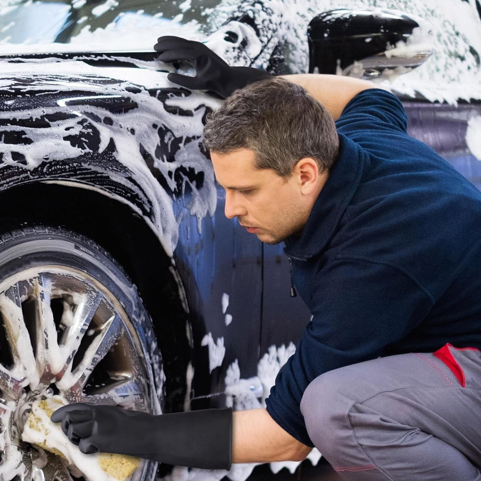 4 Pairs Rubber Kitchen Dishwashing Gloves - Reusable Household Cleaning Gloves for Washing Dishes and Cleaning Tasks. Flexible Durable and Non-Slip (Medium. Black)