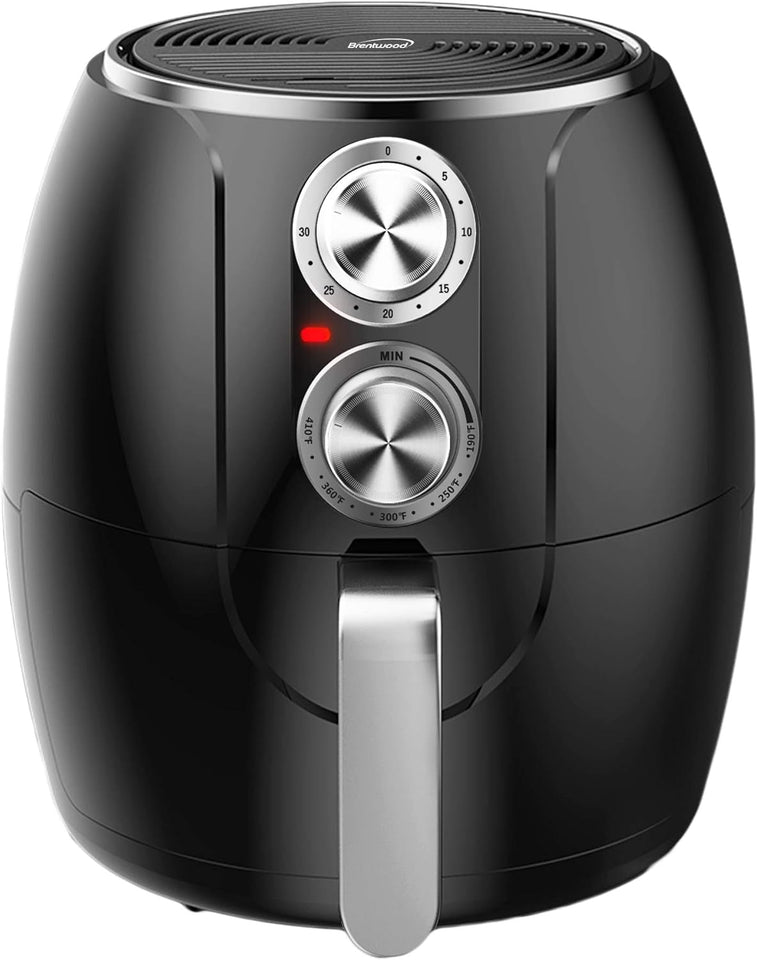 3.2-Quart Small Electric Air Fryer. Timer & Temp. Control (Black. Silver) (AF-300BK)