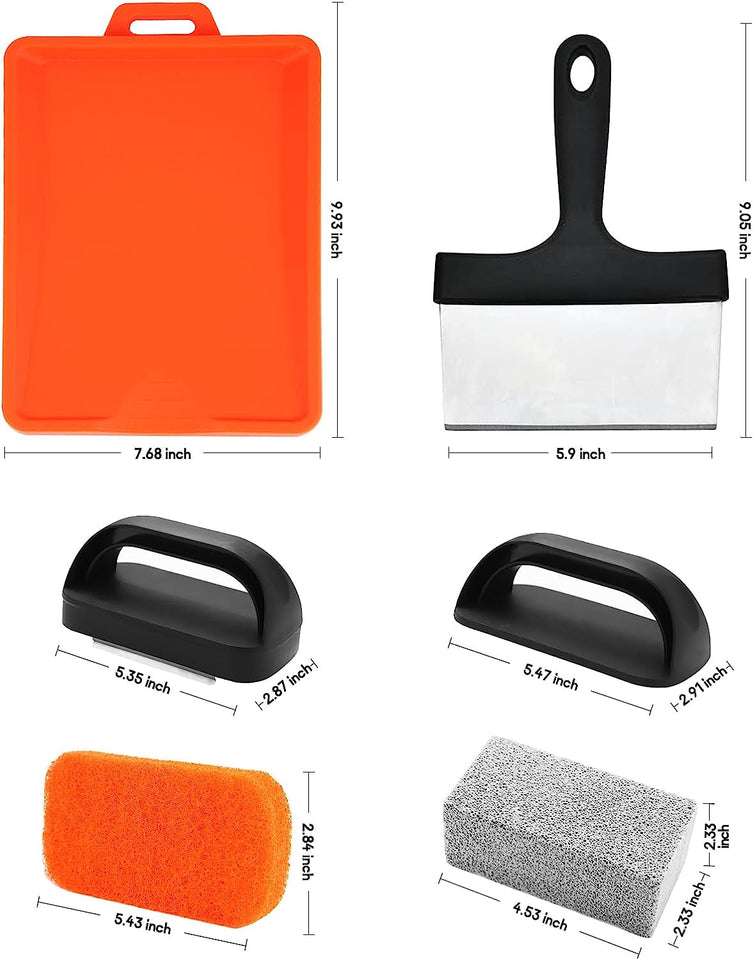 Upgraded Griddle Cleaning Kit for Blackstone 18 Pieces Flat Top Grill Accessories Cleaner Tool Set with Scraper. Heat-Resistant Silicone Spatula Mat with Hanger. Cleaning Brick. Scouring Pads