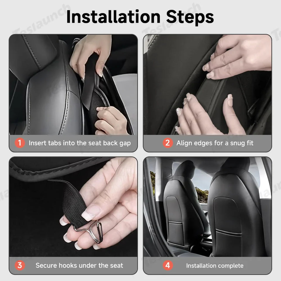 Leather Kick Mat Seat Back Protector for Tesla Model Y Juniper 2025+