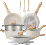 16PCS Pots and Pans Set Non Stick Cookware Set Nonstick with Cooking Set (White. 16Pieces)