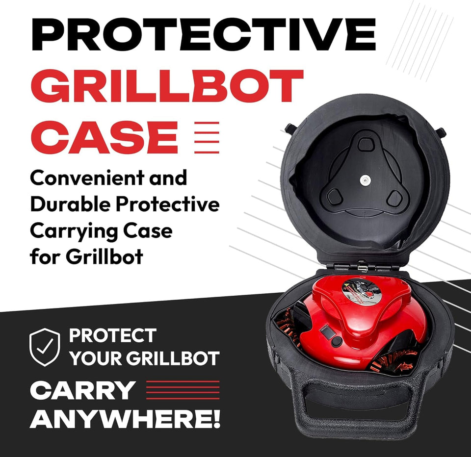 Grillbot Automatic Grill Cleaning Robot with Nylon Brushes. BBQ Grill Cleaner. Grill Brush. Grill Scraper. BBQ Accessories (Red Grillbot + Carry Case)