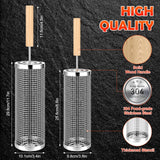 2‑Pack Stainless Steel Rolling Grill Baskets – Locking Handle. Round Design for Fish. Meat & Veggies | BBQ Gift Idea