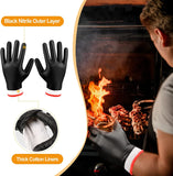 200 Pcs Disposable BBQ Gloves with 4 Pairs Cotton Liners Grilling Gloves BBQ Cooking Gloves(Black. White. Large)