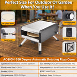 -Outdoor Gas Pizza Oven. Rotating Propane Pizza Grill Oven for Exterior Backyard Pizza Maker with 14 Pizza Stone. Portable Pizza Ovens for outside with Pizza Peel.Pia.Cutter.Gloves and Thermometer.