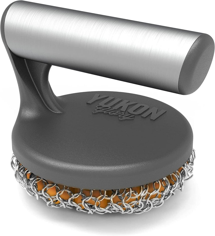 ™ Cast Iron Skillet Cleaner the Cast Iron Scrubber and Grill Brush - Perfect for Cleaning Cast Iron Cookware - Grills and Griddles - Built with Welded Stainless Steel Rings