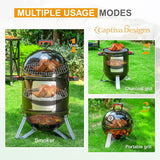 18-Inch Vertical Charcoal Smoker Grill with Porcelain-Enameled Smoking Chamber. Wood Mountain Smoker for Meat Turkey and BBQ. with Built-In Thermometer