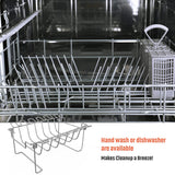 3 in 1 Extra Large Rectangle Rib Rack&Chicken Leg Rack with Brush. Stainlesss Steel Roasting Rack with 2 Handle for Smoker. Oven and Grill. Holds up to 5 Ribs. Easy to Use&Clean