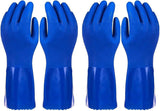 2 Pairs Rubber Household Cleaning Gloves for Kitchen Dishwashing. Cotton Lined (Blue)