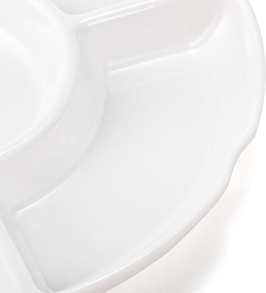 3 Pack Divided Serving Tray. 13 Inch Unbreakable Chip and Dip Platter. Melamine Appetizer Serving Plate. 5 Sectional Party Snack Relish Tray for Serving Food. Nuts. Candy. Dried Fruit. Veggies