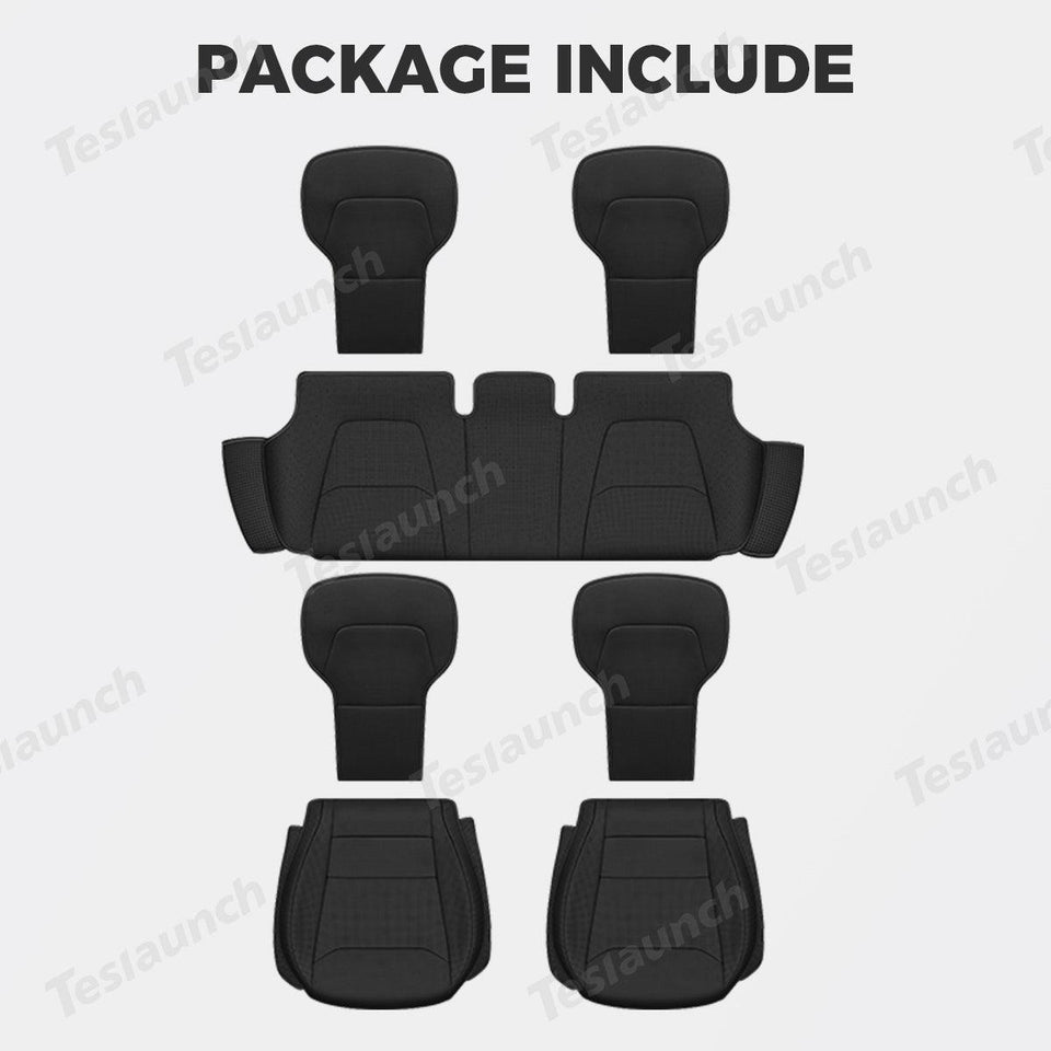 Napa Leather Seat Cushion Set – All-Season Ventilated Comfort for Tesla Model Y Juniper 2025+ (7-Piece Set)