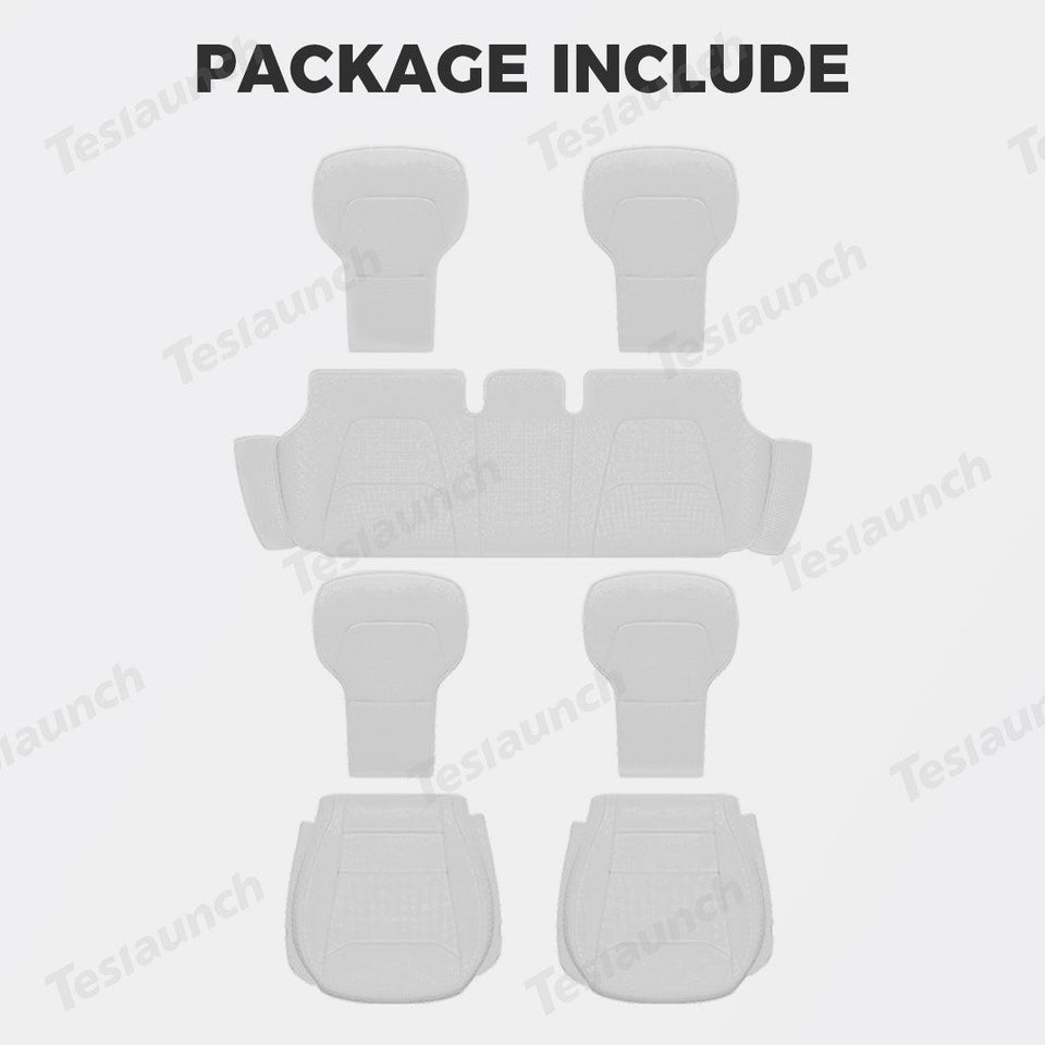 Napa Leather Seat Cushion Set – All-Season Ventilated Comfort for Tesla Model Y Juniper 2025+ (7-Piece Set)