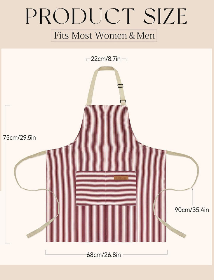 2 Pack Kitchen Cooking Aprons. Soft Aprons for Women Men with 2 Pockets Chef Apron with Adjustable Neck Strap and Long Tie