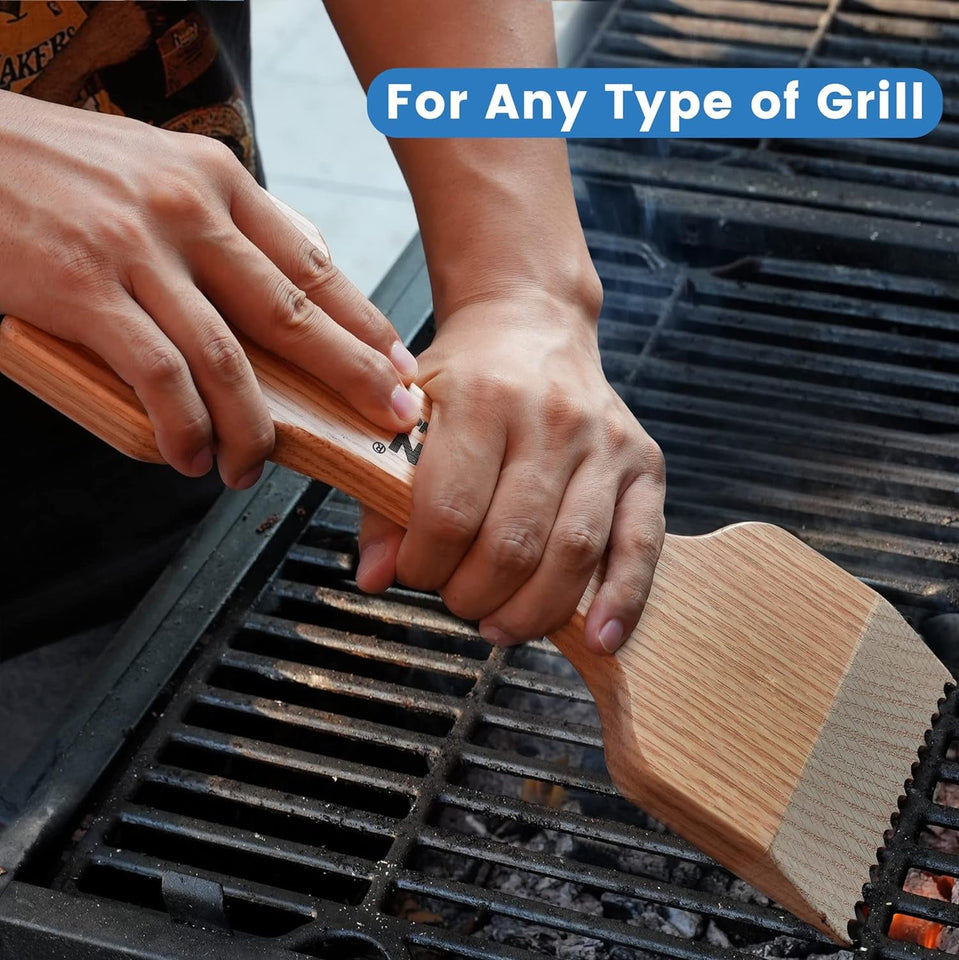 Grill Scraper. Soild Oak Wooden Grill Brush. Grill Scraper for Outdoor Grill. Bristle Free Grill Scrapers. Grill Grate Cleaner Safe Wood Grill Brusher