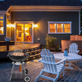 18 Charcoal Grill with Wheels for Outdoor Cooking Barbecue Camping BBQ Coal Kettle Grill Tailgating Portable Heavy Duty round with Thickened Grilling Bowl Wheels. Black