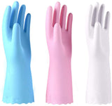 3 Pack Reusable Cleaning Gloves Latex Free - Dishwashing Gloves with Cotton Flock Liner and Embossed Palm - Waterproof Household Gloves for Laundry. Gardening (Medium)…
