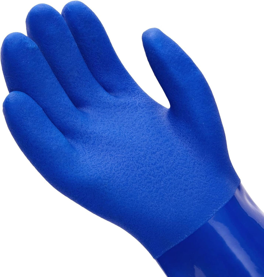2 Pairs Rubber Household Cleaning Gloves for Kitchen Dishwashing. Cotton Lined (Blue)