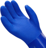2 Pairs Rubber Household Cleaning Gloves for Kitchen Dishwashing. Cotton Lined (Blue)