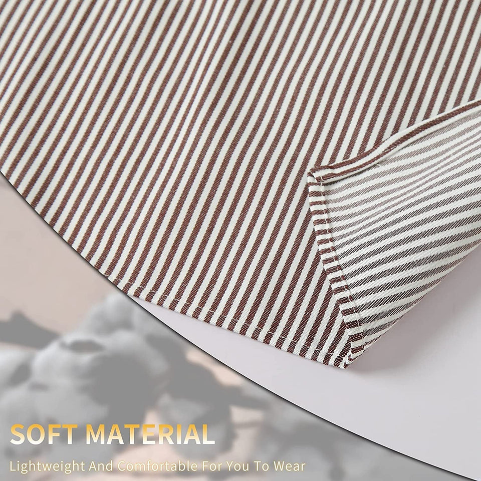 2 Pieces Kitchen Cooking Aprons. Cotton Polyester Blend Adjustable Bib Aprons with 2 Pockets for Women Men Chef Chef (Black/Brown Stripes. 2)