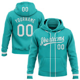 Custom Stitched Aqua White-Aqua Baseball Pullover Sweatshirt Hoodie