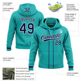 Custom Stitched Aqua Navy-White Baseball Pullover Sweatshirt Hoodie