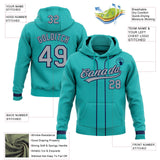 Custom Stitched Aqua Gray-Navy Baseball Pullover Sweatshirt Hoodie