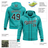Custom Stitched Aqua Black-White Baseball Pullover Sweatshirt Hoodie