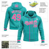 Custom Stitched Aqua Pink-White Baseball Pullover Sweatshirt Hoodie