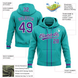 Custom Stitched Aqua Purple-White Baseball Pullover Sweatshirt Hoodie