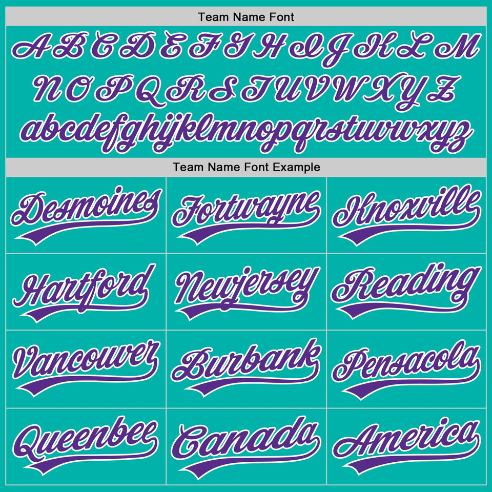 Custom Stitched Aqua Purple-White Baseball Pullover Sweatshirt Hoodie