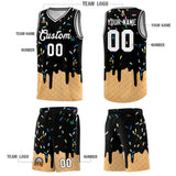 Custom Black Basketball Kits with Ice Cream Element Pattern