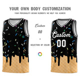 Custom Black Basketball Kits with Ice Cream Element Pattern
